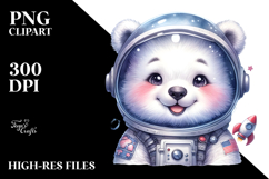 Baby Polar Bear Astronaut PNG Product Image 2