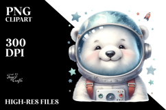 Cute Baby Polar Bear in Astronaut Helmet PNG Product Image 2