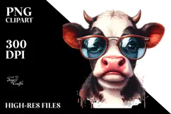 Funny Cow with Sunglasses, Contempt PNG Product Image 2