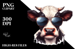 Funny Cow with Sunglasses, Contempt PNG Product Image 2
