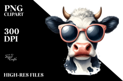 Funny Cow with Sunglasses, Contempt PNG Product Image 2