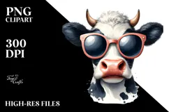 Funny Cow with Sunglasses, Contempt PNG Product Image 2