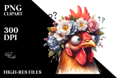 Exaggerated Chicken with Flower Crown PNG Product Image 2