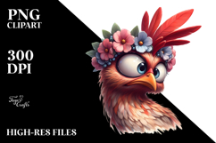 Exaggerated Chicken with Flower Crown PNG Product Image 2