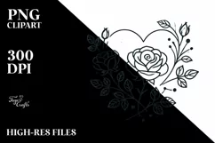Lineart Roses Heart, Transparent PNG Product Image 2