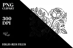 Lineart Roses Heart, Transparent PNG Product Image 2