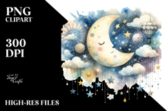 Whimsical Half Moon with Stars PNG Product Image 2
