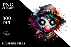 Cute Scarecrow Chewing Bubble Gum PNG Product Image 2