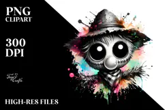 Cute Scarecrow Chewing Bubble Gum PNG Product Image 2