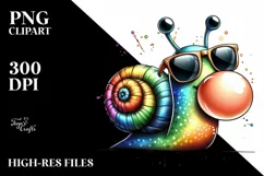 Cartoon Snail with Sunglasses Blowing Chewing Gum | Product Image 3
