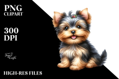 Happy Yorkshire Terrier Puppy PNG Product Image 2