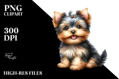 Happy Yorkshire Terrier Puppy PNG Product Image 2