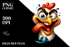 Goofy Cartoon Chicken in Bow Tie PNG Product Image 2