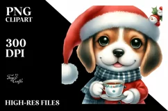 a Vibrant Baby Beagle PNG with Santa Hat Product Image 3