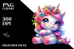 Cute Baby Unicorn Drawing PNG Product Image 2