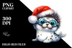a Baby Seal with Santa Hat and Sky Goggles PNG Product Image 1