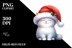 Christmas Cat Wearing Santa Hat PNG Product Image 3