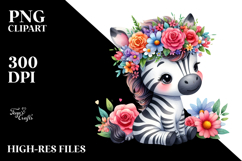 Cute Zebra Flower Crown Clipart Product Image 2