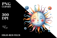 Simple Colorful Watercolor Sun PNG Product Image 2