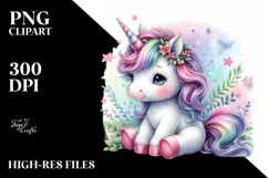 Cute Baby Unicorn Pastel Clipart Product Image 1