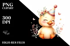 Baby Duck with Party Hat PNG Product Image 1