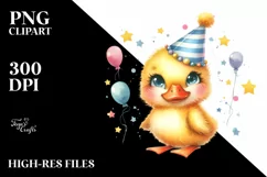 Baby Duck with Party Hat PNG Product Image 1
