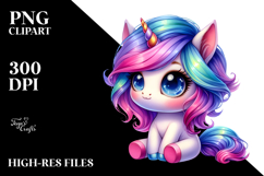 Baby Unicorn with Floral Wreath PNG Product Image 2