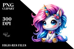 Sitting Baby Unicorn PNG Product Image 2