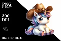 Cute Baby Unicorn Cowboy Hat | Sublimation | Clipart Product Image 3
