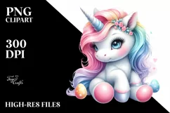 Cute Baby Unicorn Pastel Clipart Product Image 1