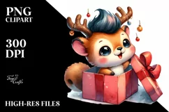 a Vibrant Baby Squirrel PNG with Reindeer Horns Product Image 3