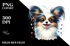 Cute Papillon Watercolor Crazy Furr PNG Product Image 2