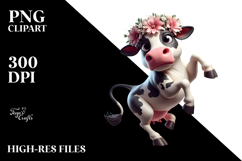 Exaggerated Cow with Flower Crown PNG Product Image 2