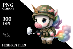 Baby Unicorn Soldier Farting Clipart Product Image 2