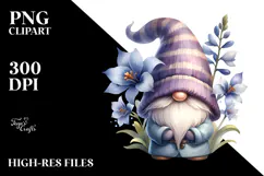 Cute GNOME with Lobelia, Transparent PNG Product Image 2
