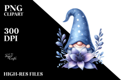 Cute GNOME with Lobelia, Transparent PNG Product Image 2