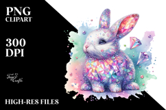 Colorful Diamond Bunny, Watercolor PNG Product Image 2