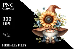 Cute Gnome with Sunflower PNG Product Image 2