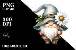 Cute GNOME with Daisy, Transparent PNG Product Image 2