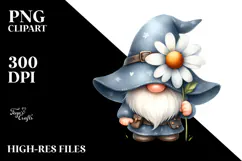 Cute GNOME with Daisy, Transparent PNG Product Image 2