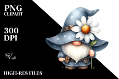 Cute GNOME with Daisy, Transparent PNG Product Image 2