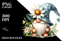 Cute GNOME with Daisy, Transparent PNG Product Image 2