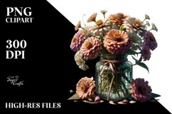 Decorative Jar Zinnia Clipart Product Image 3