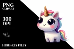 Expressive Unicorn Baby Face PNG Product Image 3
