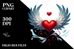 Simple Digital Painting Heart with Wings PNG Product Image 2