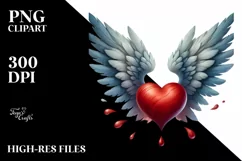 Simple Digital Painting Heart with Wings PNG Product Image 2