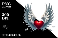 Simple Digital Heart Wings PNG Product Image 2
