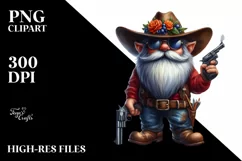 Detailed Vibrant Cowboy Gnome, PNG Product Image 3