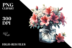 Watercolor Bottle with Azalea | Clipart Product Image 2