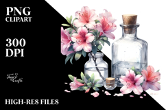 Watercolor Bottle with Azalea | Clipart Product Image 2